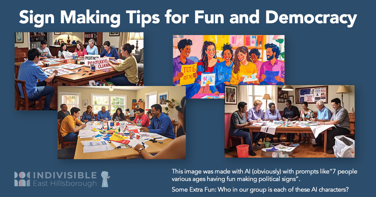 Sign Making Tips for Fun and Democracy, People making signs.